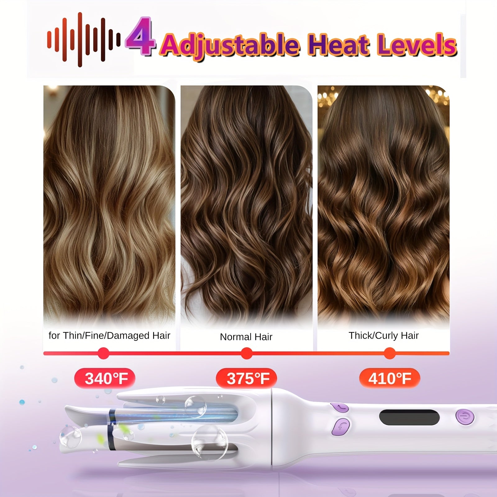 Genai Automatic Hair Curler: 28Mm Barrel, 4 Temperature Options, Negative Ion Technology, The Essential Tool for Hair Styling & A Travel Essential for Easy Curls