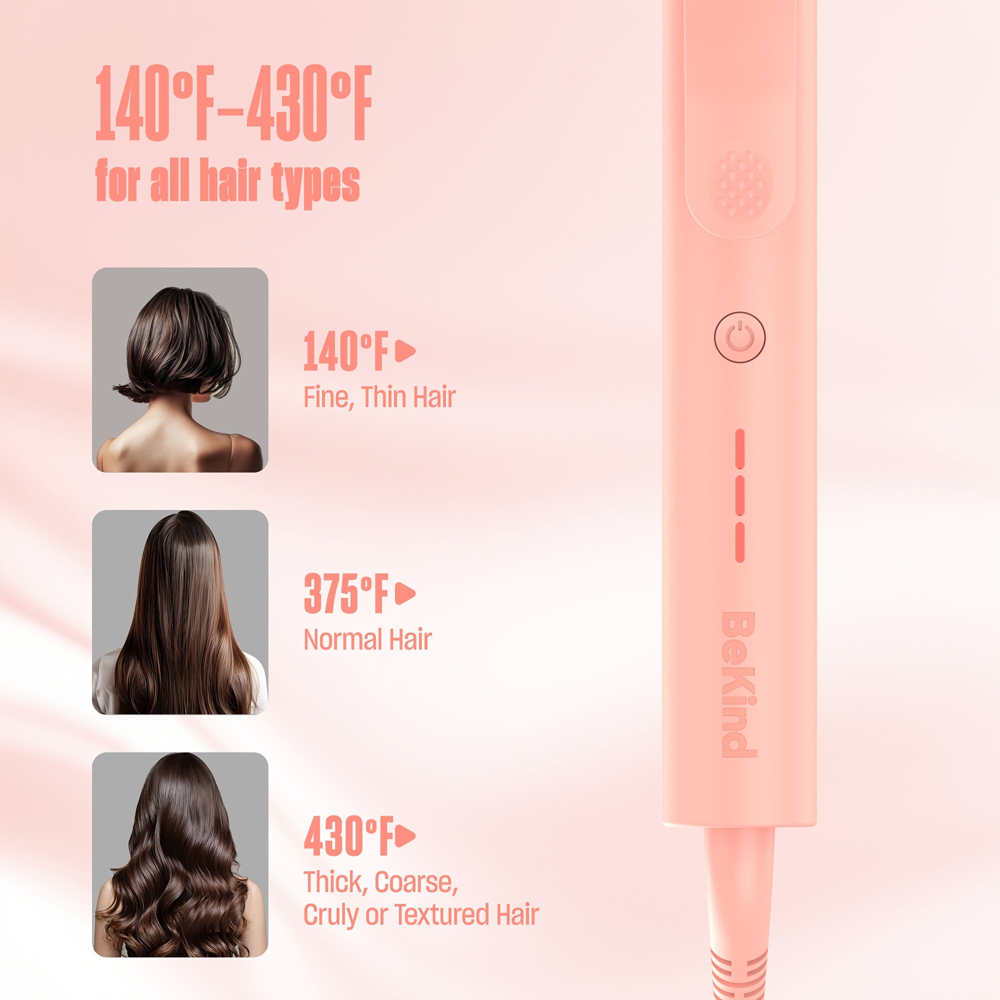 Curliq PTC Ceramic 1 Inch Curling Iron by Bekind, for long Barrel Curling Wand for Long Hair with a Temperature Up to 430°F, Dual Voltage Hair Curler for Women, Hair Styling Equipment