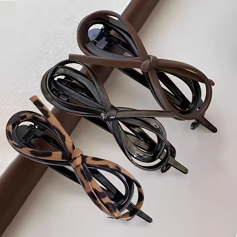 2pcs Bow hair clip, elegant leopard print hair clip, with a delicate feel, suitable for half body hairstyles and buns. Bow hair clip, formal hairstyle, exquisite design, fashionable craftsmanship, hair catcher, elegant women