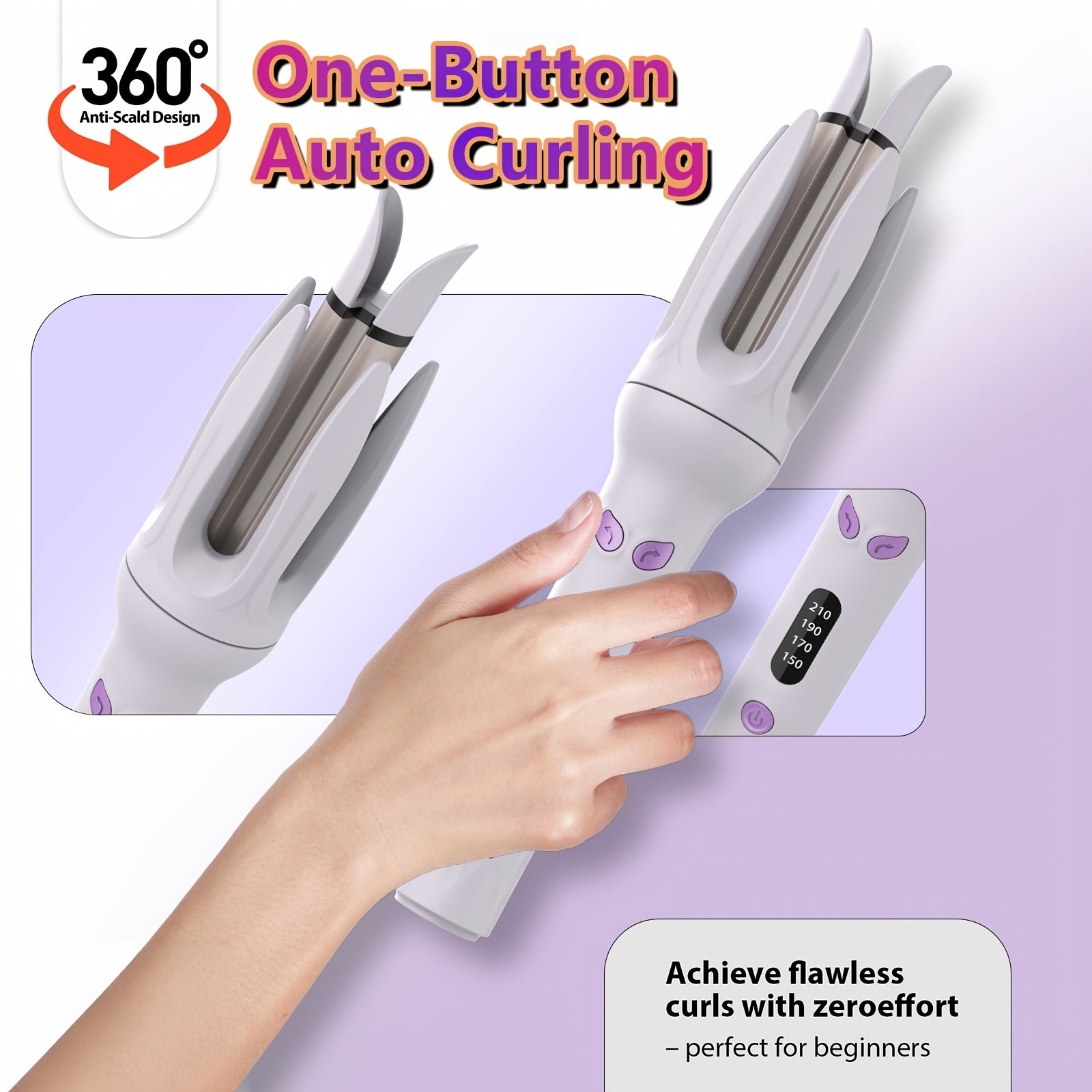 Genai Automatic Hair Curler: 28Mm Barrel, 4 Temperature Options, Negative Ion Technology, The Essential Tool for Hair Styling & A Travel Essential for Easy Curls