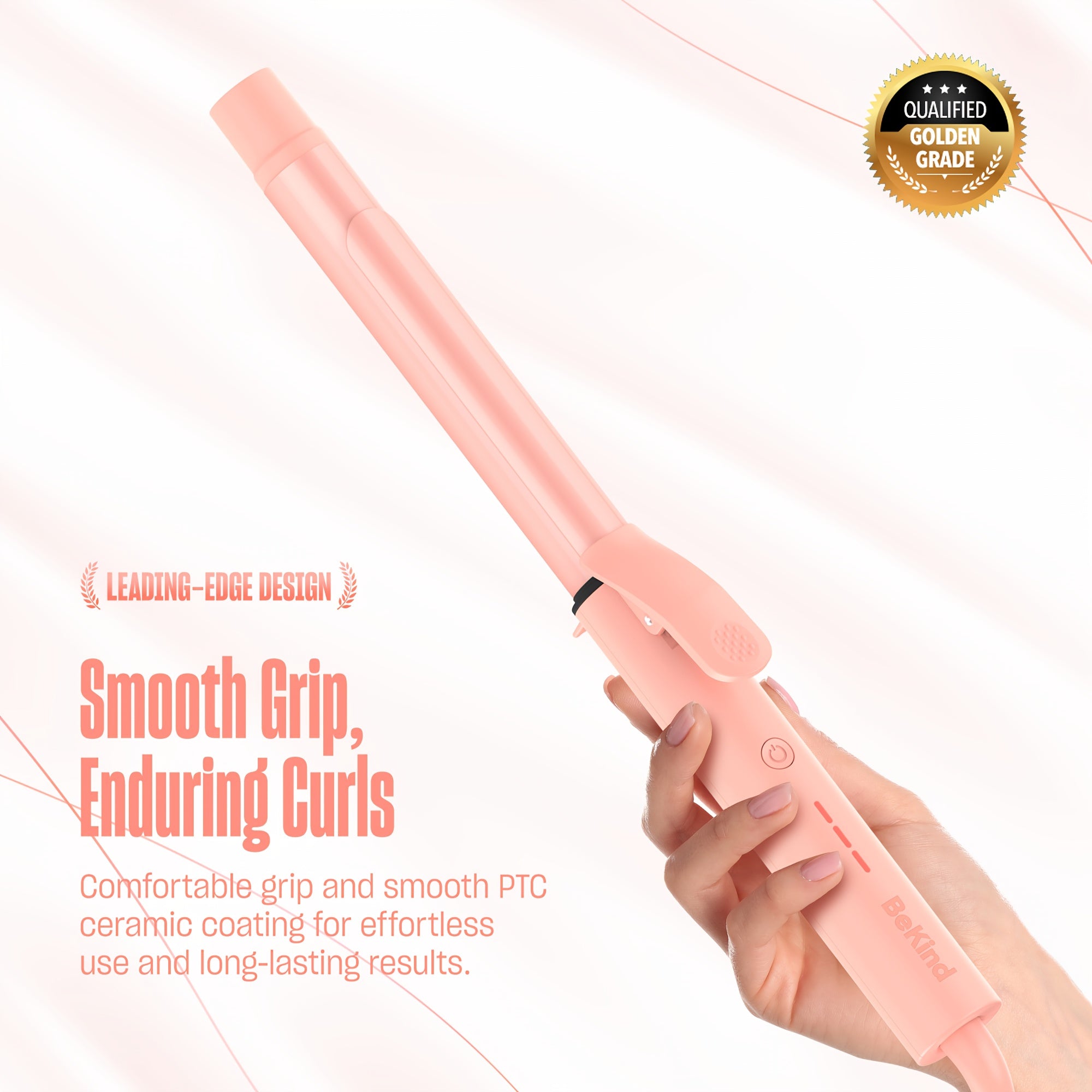 Curliq PTC Ceramic 1 Inch Curling Iron by Bekind, for long Barrel Curling Wand for Long Hair with a Temperature Up to 430°F, Dual Voltage Hair Curler for Women, Hair Styling Equipment