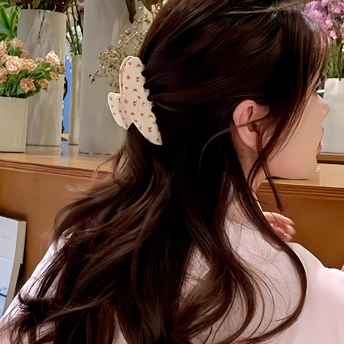 Single Sweet Cherry and Blueberry Floral Hair Clip | Perfect for Valentine'S Day, French Country Style Bun Maker, Fresh and Elegant Spring and Summer Style, Ideal for Medium and Long Hair with Rhinestone Details