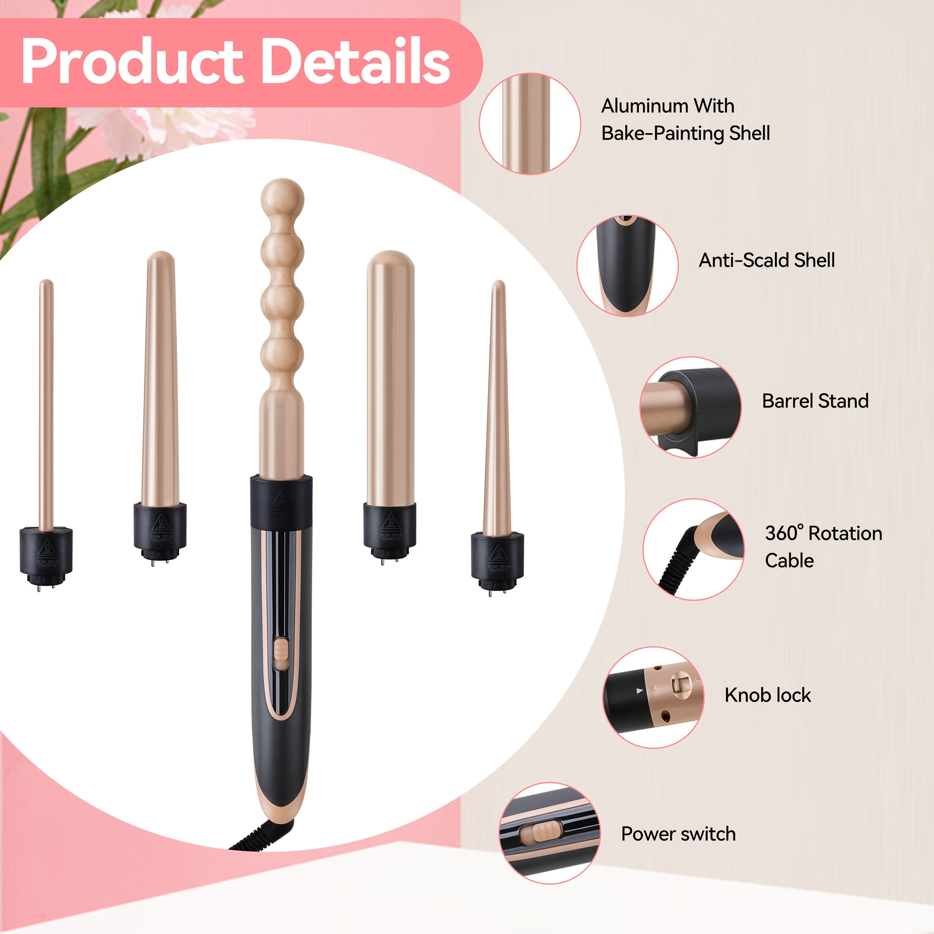 Hair Curling Wand 5in 1 Hair Curlers Iron Set 0.4\