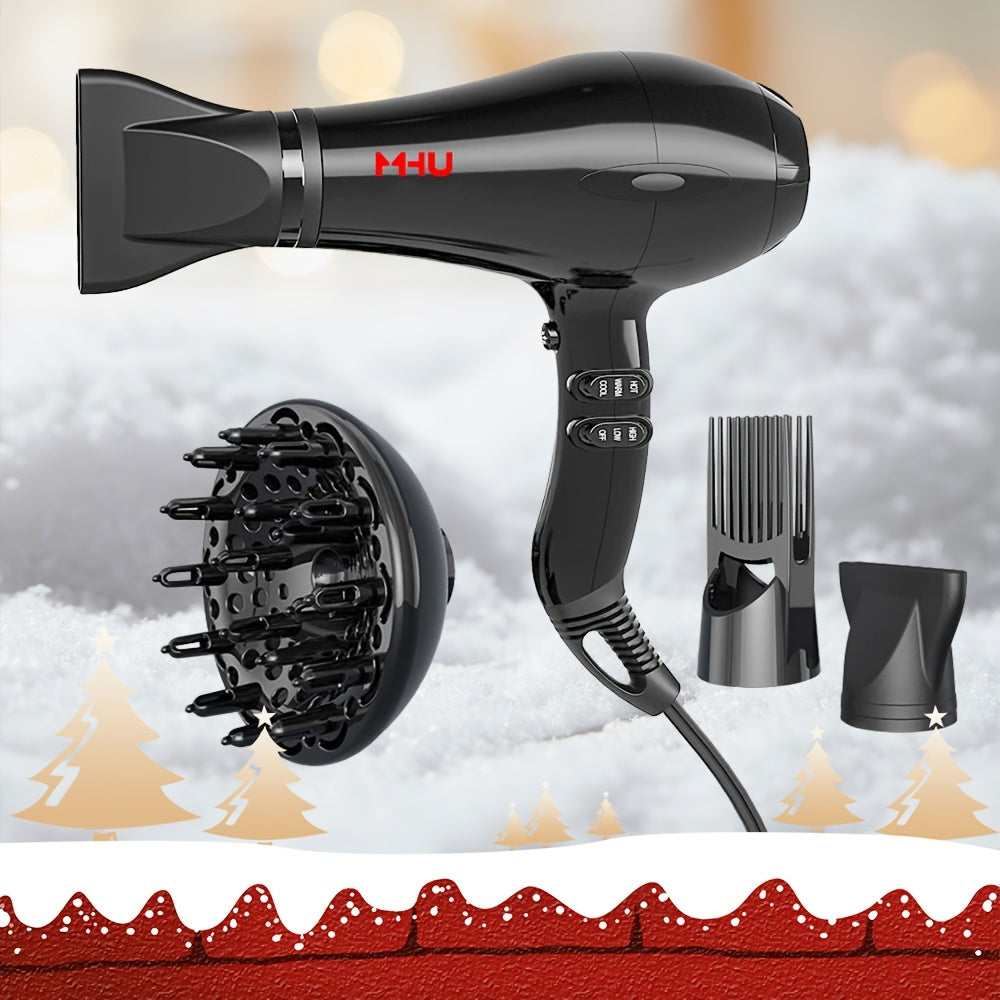 1875W Professional Hair Dryer with Ionic\u002F Technology & Negative Ion Generator - 4-in-1 Attachments (Diffuser, Comb, Concentrator Nozzles) - Fast Drying, Low Noise, Lightweight Blow Dryer for Thick\u002FThin Hair, Salon-Quality Styling ( Plug