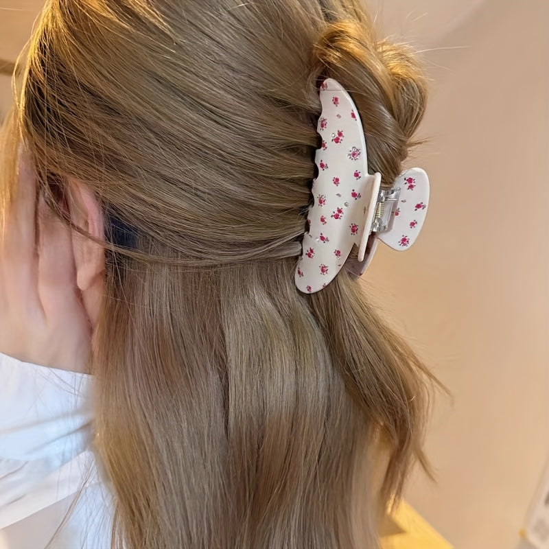 Single Sweet Cherry and Blueberry Floral Hair Clip | Perfect for Valentine'S Day, French Country Style Bun Maker, Fresh and Elegant Spring and Summer Style, Ideal for Medium and Long Hair with Rhinestone Details