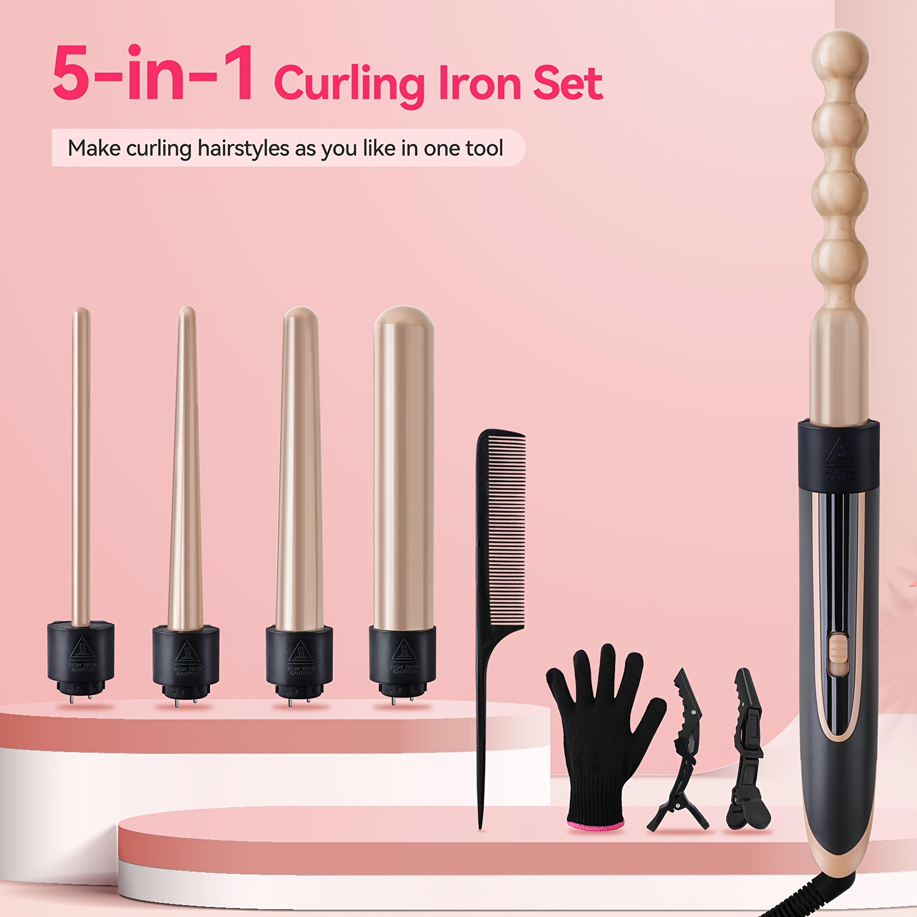Hair Curling Wand 5in 1 Hair Curlers Iron Set 0.4\