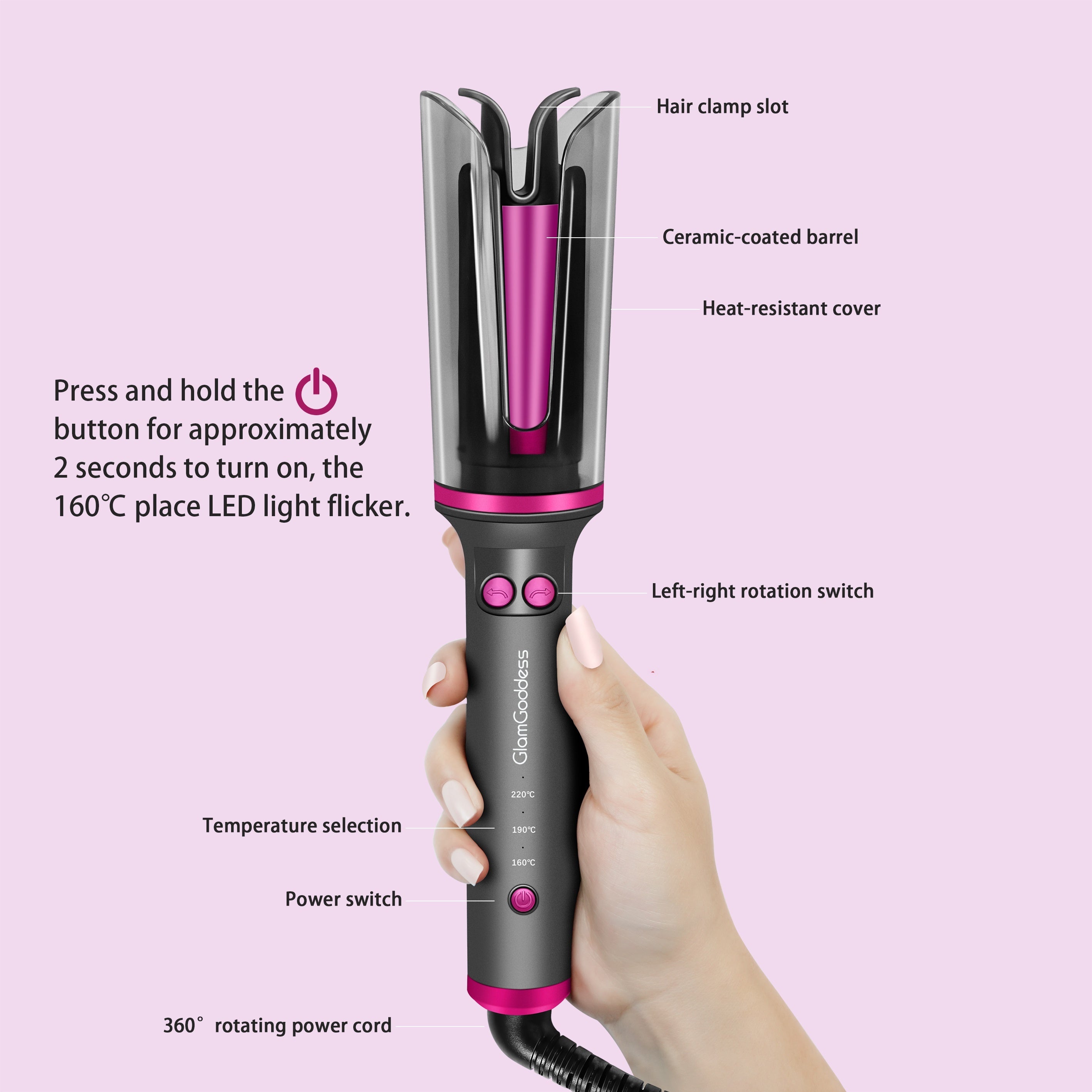 Automatic Curling Iron - 1 Piece Electric Rotating Hair Curler With Anti-Tangle & Anti-Scald Design, Portable Heated Hair Curling Roller For Women, Mother's Day, Birthday And Christmas Gifts
