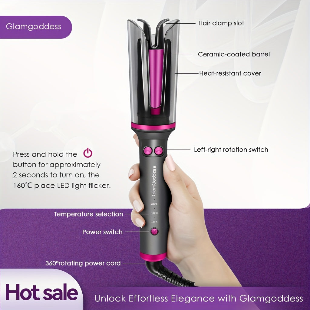 Automatic Curling Iron - 1 Piece Electric Rotating Hair Curler With Anti-Tangle & Anti-Scald Design, Portable Heated Hair Curling Roller For Women, Mother's Day, Birthday And Christmas Gifts