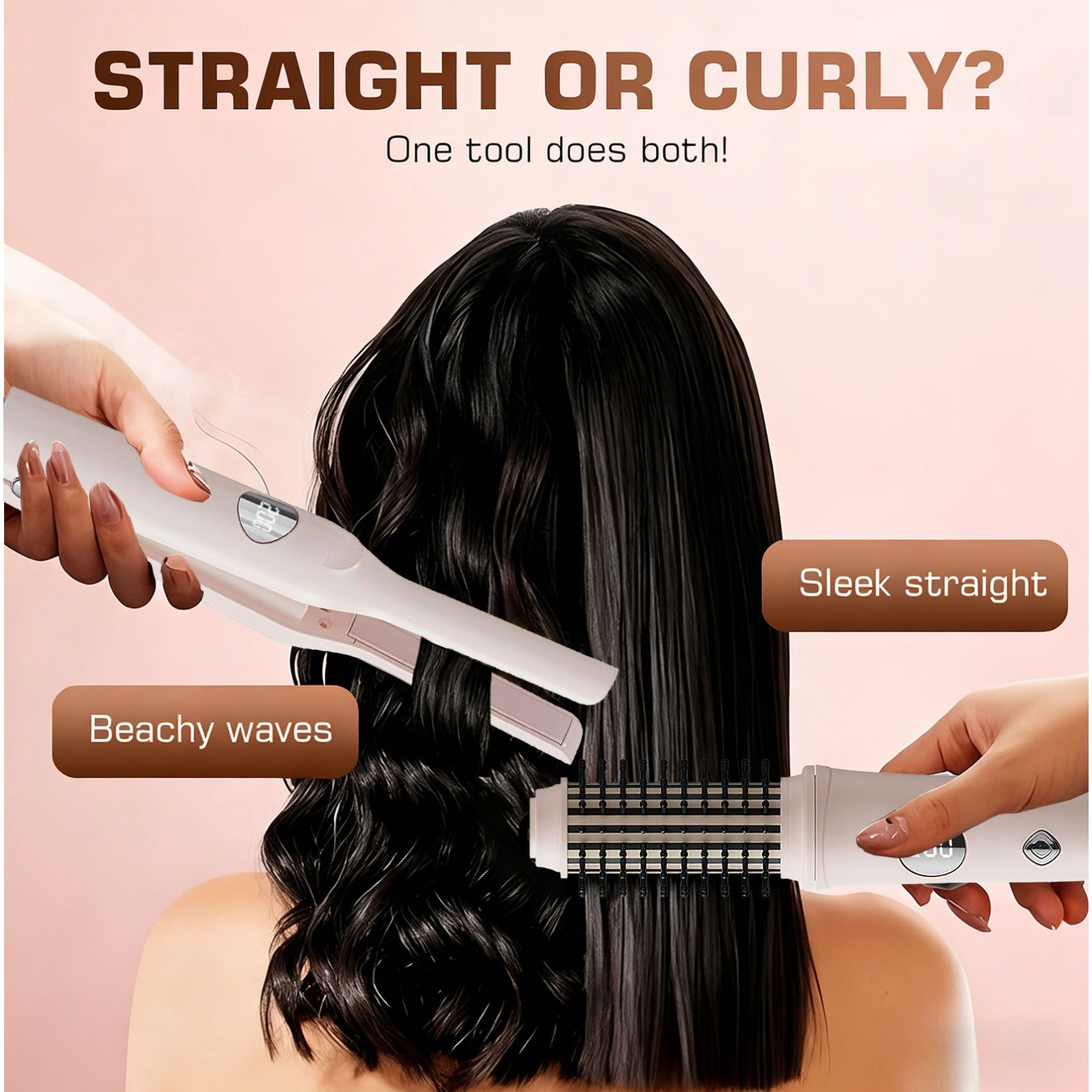 1pc\u002F2pcs Cordless Hair Curling Iron Brush | 4500mAh Rechargeable Curling Iron Tool, 4 Temperatures, Fast, Anti-Scald, Anti-Frizz, LED Display, Ideal Present for Women, Girlfriends, or Mothers