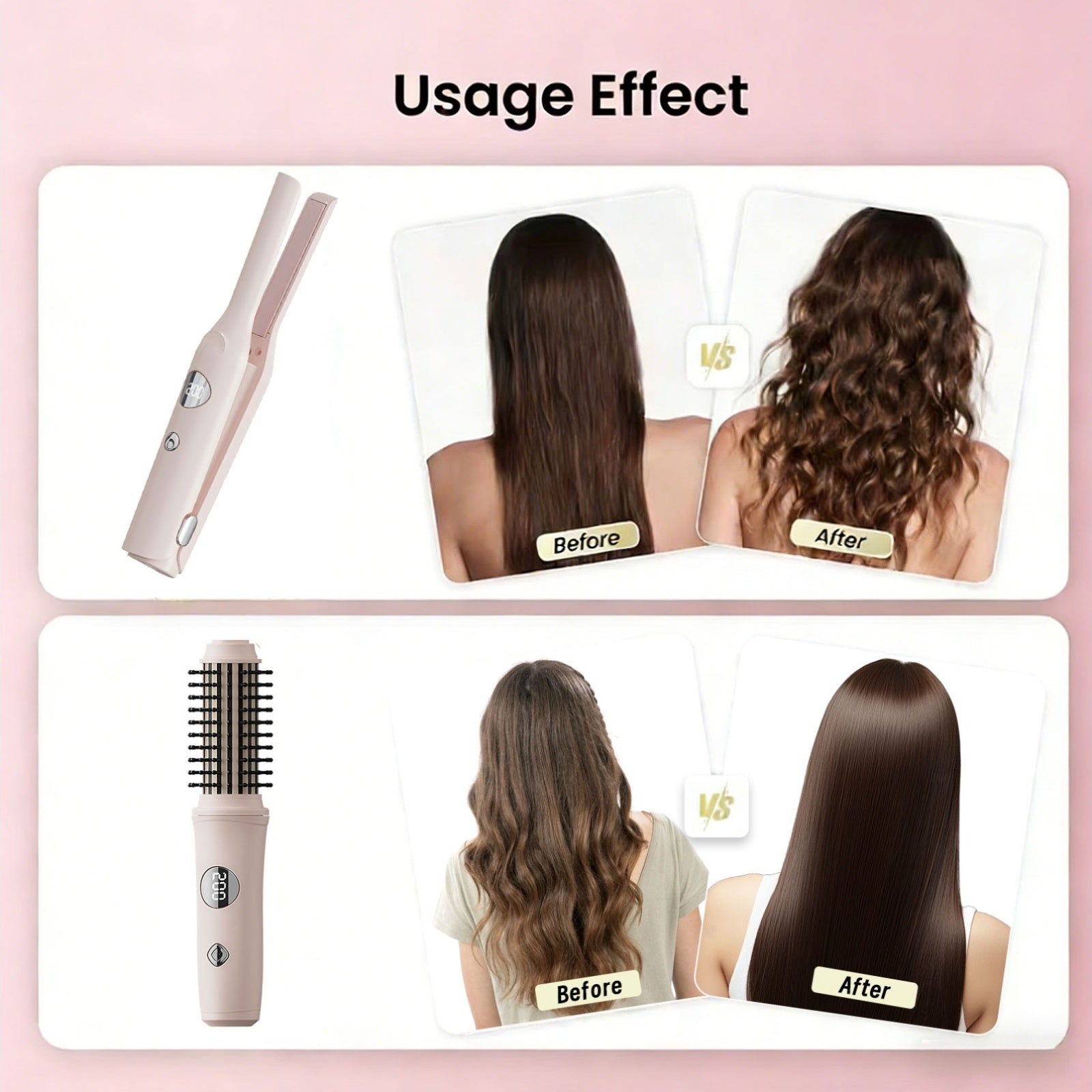 1pc\u002F2pcs Cordless Hair Curling Iron Brush | 4500mAh Rechargeable Curling Iron Tool, 4 Temperatures, Fast, Anti-Scald, Anti-Frizz, LED Display, Ideal Present for Women, Girlfriends, or Mothers